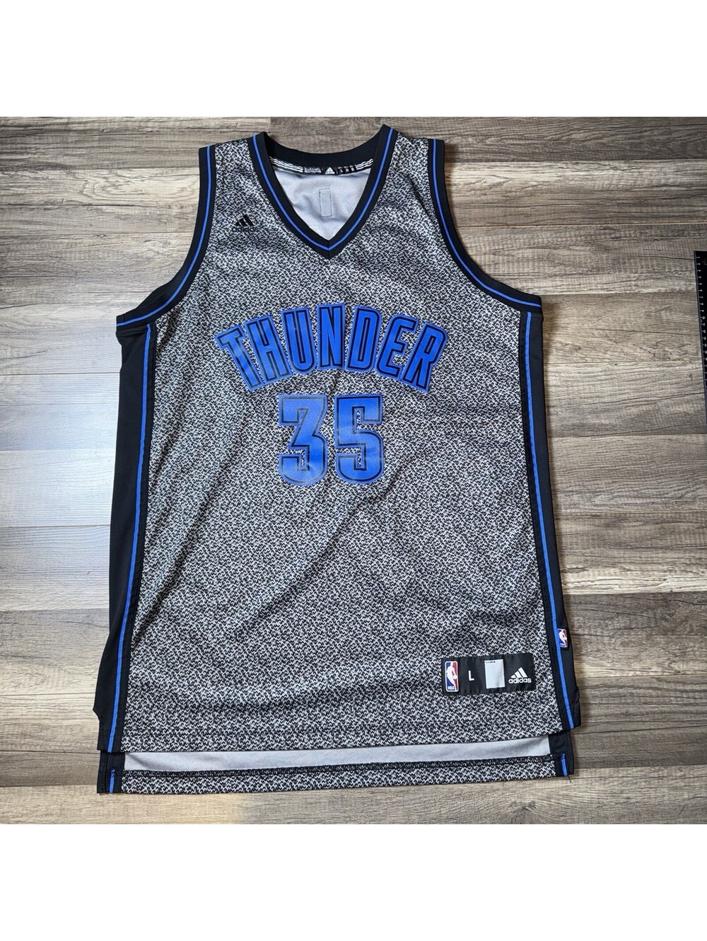 Kevin Durant #35 Oklahoma City Thunder Jersey Men’s Large Adidas NBA Gray Altern